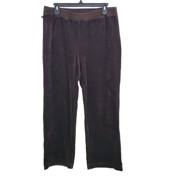 Lauren Ralph Lauren Petite Women's Y2K Chocolate Brown Velour‎ Track Pants Sz PM - Picture 1 of 4